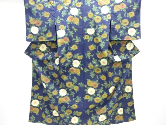 JAPANESE KIMONO / SILK / HAND WOVEN TSUMUGI / KIKU